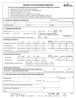 REQUEST FOR PROGRAM INFORMATION This form is to be completed by the po