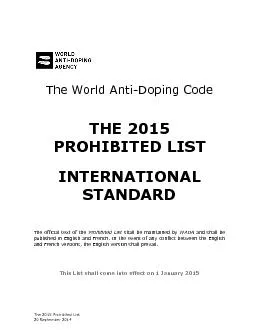 The 2015 Prohibited List