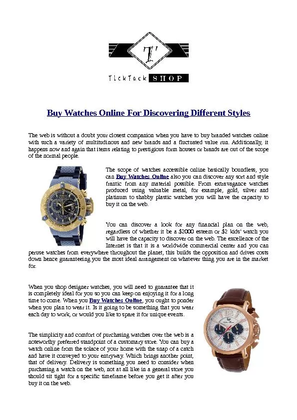 Buy Watches Online For Discovering Different Styles