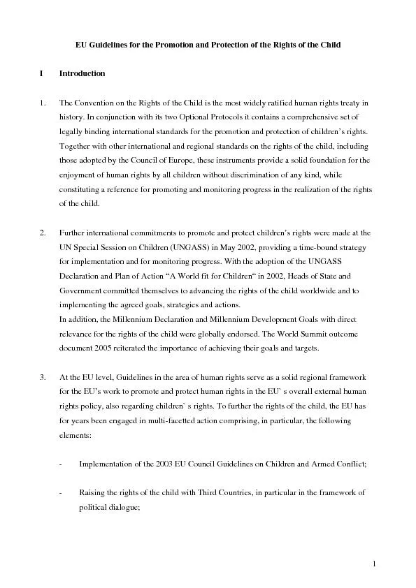 EU Guidelines for the Promotion and Protection of the Rights of the Ch