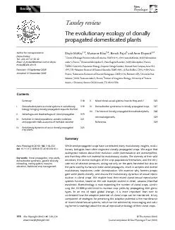 I.Domesticatedplantsasmodelsystemsinevolutionarybiology:bringingclonal