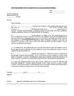 Sole Proprietorship Letter for Channel Services (Corporate Internet Ba