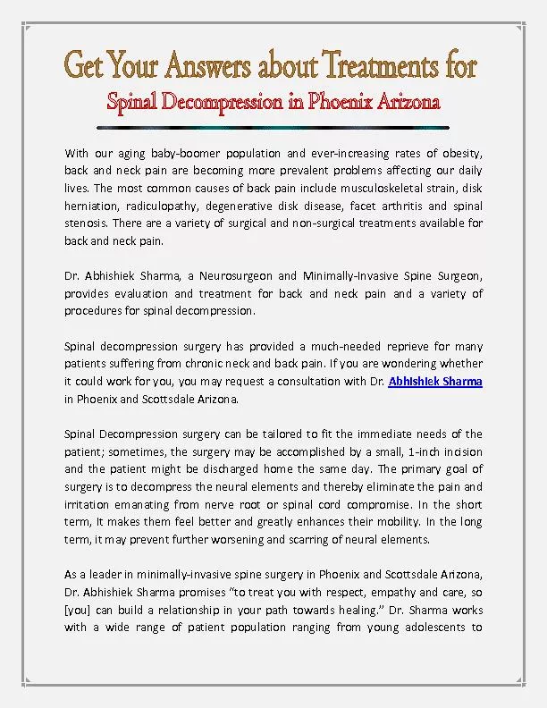 Spinal Decompression Phoenix Arizona