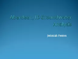Aberdeen, ID Groundwater Analysis