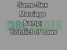 Same-Sex Marriage & Conflict of Laws