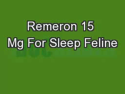 Remeron 15 Mg For Sleep Feline