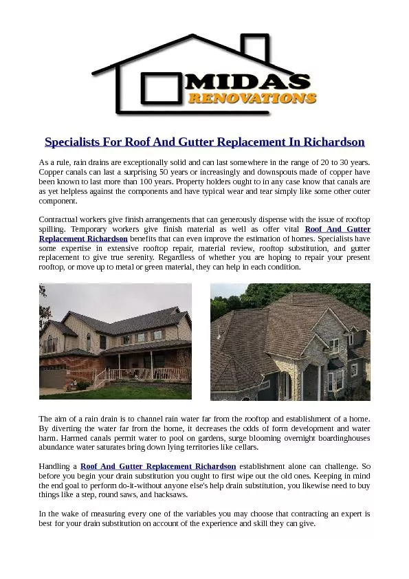 Specialists For Roof And Gutter Replacement In Richardson