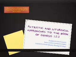 Patristic and Liturgical Approaches to the Book of Genesis
