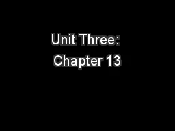 Unit Three: Chapter 13