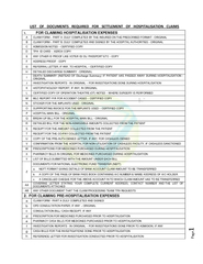 Page LIST OF DOCUMENTS REQUIRED FOR SETTLEMENT OF HOSP