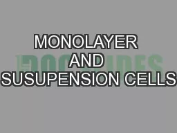 MONOLAYER AND SUSUPENSION CELLS