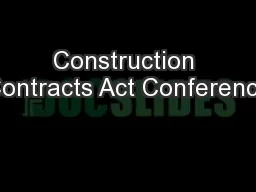 Construction Contracts Act Conference