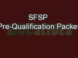 SFSP Pre-Qualification Packet