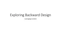 Exploring Backward Design