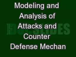 Modeling and Analysis of Attacks and Counter Defense Mechan