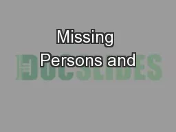 Missing Persons and