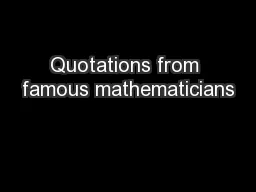 Quotations from famous mathematicians