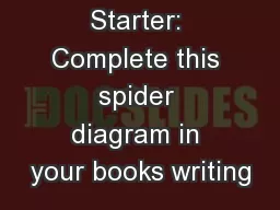Starter: Complete this spider diagram in your books writing
