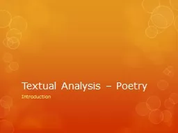 Textual Analysis – Poetry