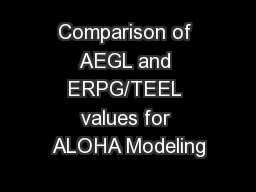 Comparison of AEGL and ERPG/TEEL values for ALOHA Modeling