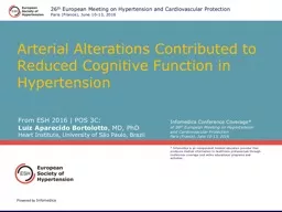 Arterial Alterations Contributed to Reduced Cognitive Funct