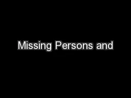 Missing Persons and