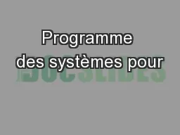 Programme des systèmes pour 