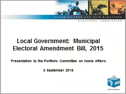 Local Government: Municipal Electoral Amendment Bill, 2015