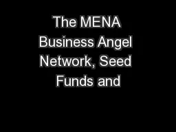 The MENA Business Angel Network, Seed Funds and
