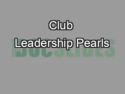 Club Leadership Pearls