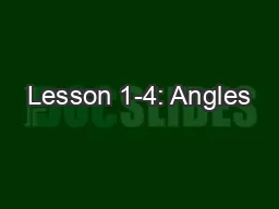 Lesson 1-4: Angles