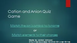 Cation and Anion Quiz Game