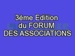 3éme Edition du FORUM DES ASSOCIATIONS