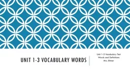 Unit 1-3 Vocabulary Words