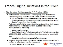 French-English Relations in the 1970s