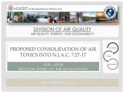 Proposed Consolidation of Air Toxics into N.J.A.C. 7:27-17