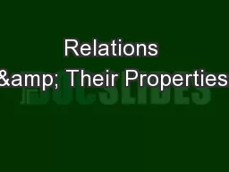 Relations & Their Properties: