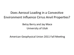 Does Aerosol Loading in a Convective Environment Influence