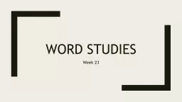 Word Studies