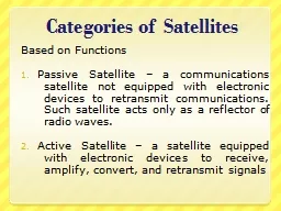 Categories of Satellites