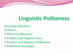 Linguistic Politeness