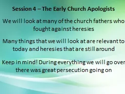 Session 4 – The Early Church Apologists