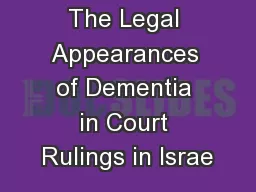 The Legal Appearances of Dementia in Court Rulings in Israe
