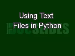 Using Text Files in Python