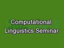 Computational Linguistics Seminar