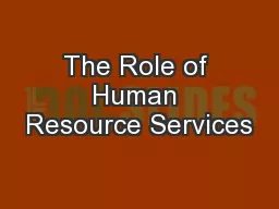 The Role of Human Resource Services