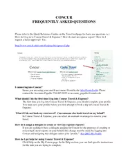 CONCUR FREQUENTLY ASKED QUESTIONS Please refer to the