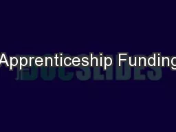 Apprenticeship Funding