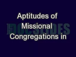 Aptitudes of Missional Congregations in