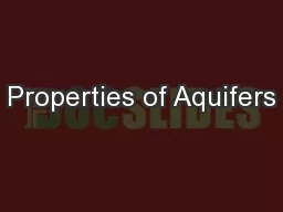 Properties of Aquifers